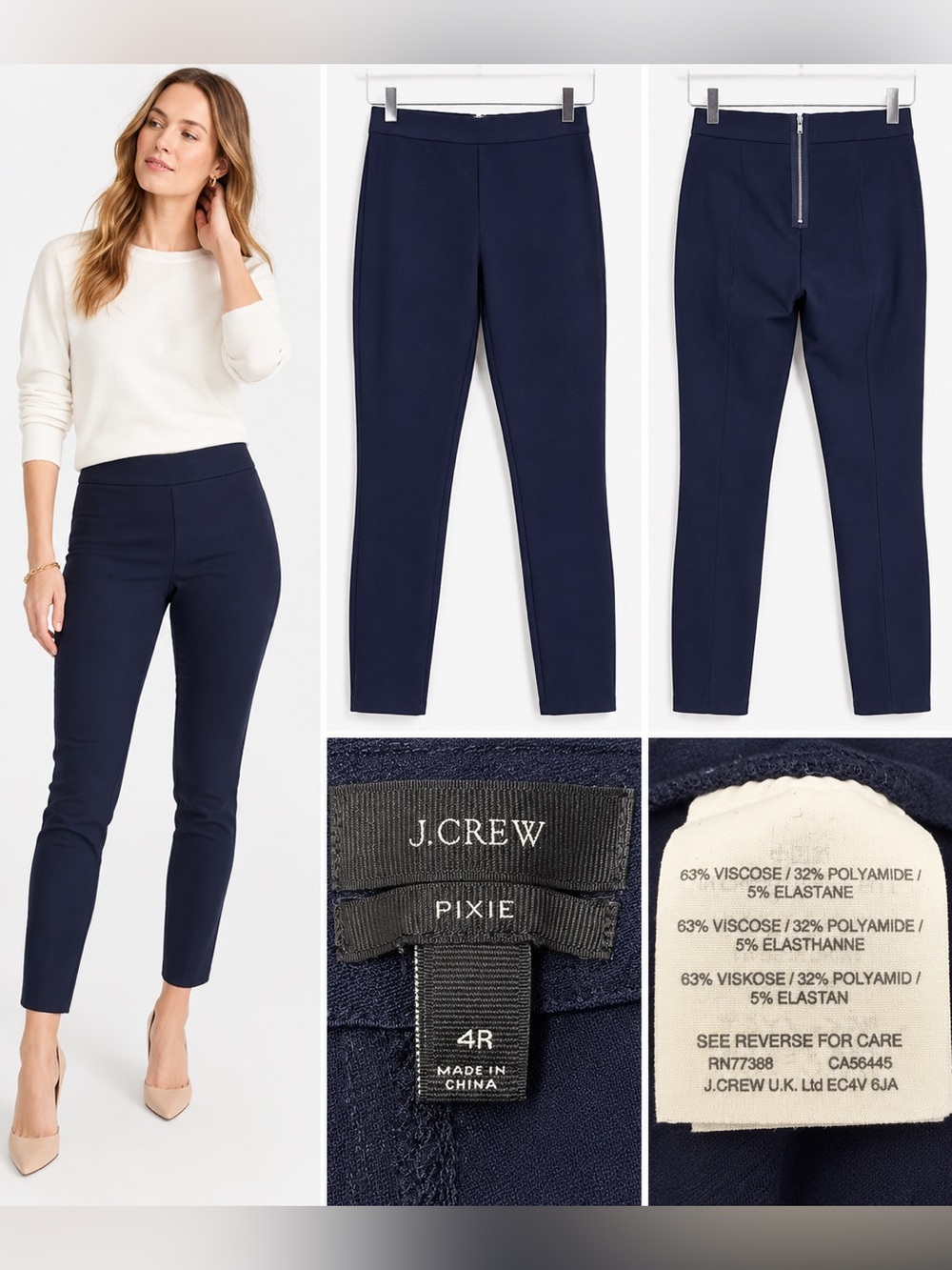 J. Crew Pixie Pants Women’s Size 4R Navy Blue Stretch Skinny Ponte Pants